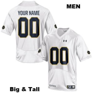 Notre Dame Fighting Irish Men's Custom #00 White Under Armour Authentic Stitched Big & Tall College NCAA Football Jersey KXG8299OH